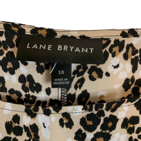 Lane Bryant Leopard Print Blouse Short Sleeve Brown Tan Plus Size 18 - Picture 5 of 8